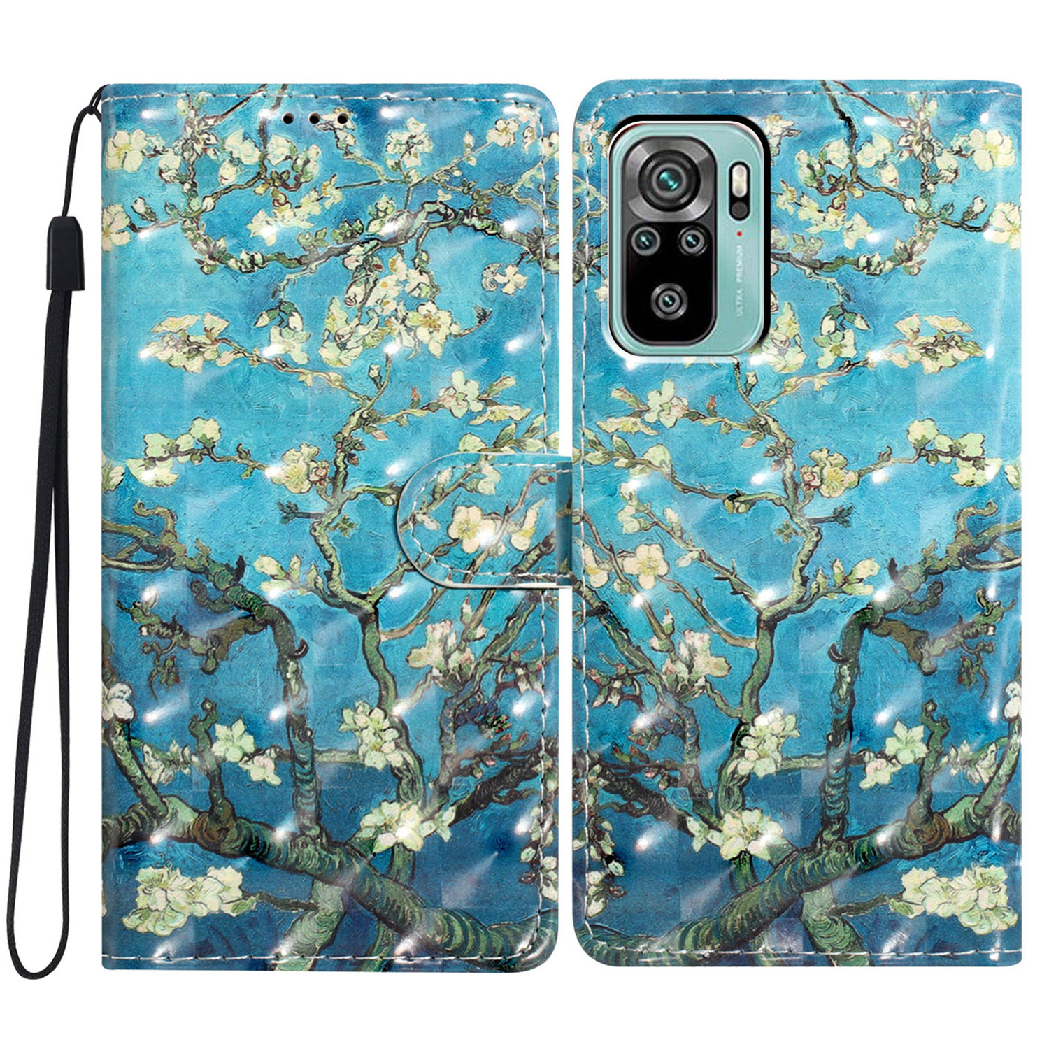 

Für Xiaomi Redmi Note 10 4g / Hinweis 10S 4G Case 3D Muster Wallet Telefonabdeckung - Aprikoseblüte, Xiaomi Redmi Note 10 4G