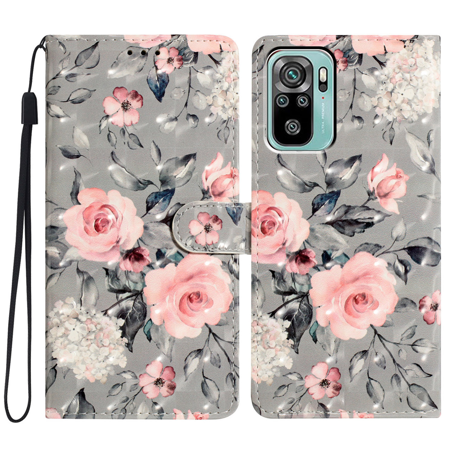 

Für Xiaomi Redmi Note 10 4g / Hinweis 10S 4G Case 3D Muster Wallet Telefonabdeckung - Blumen, Xiaomi Redmi Note 10 4G