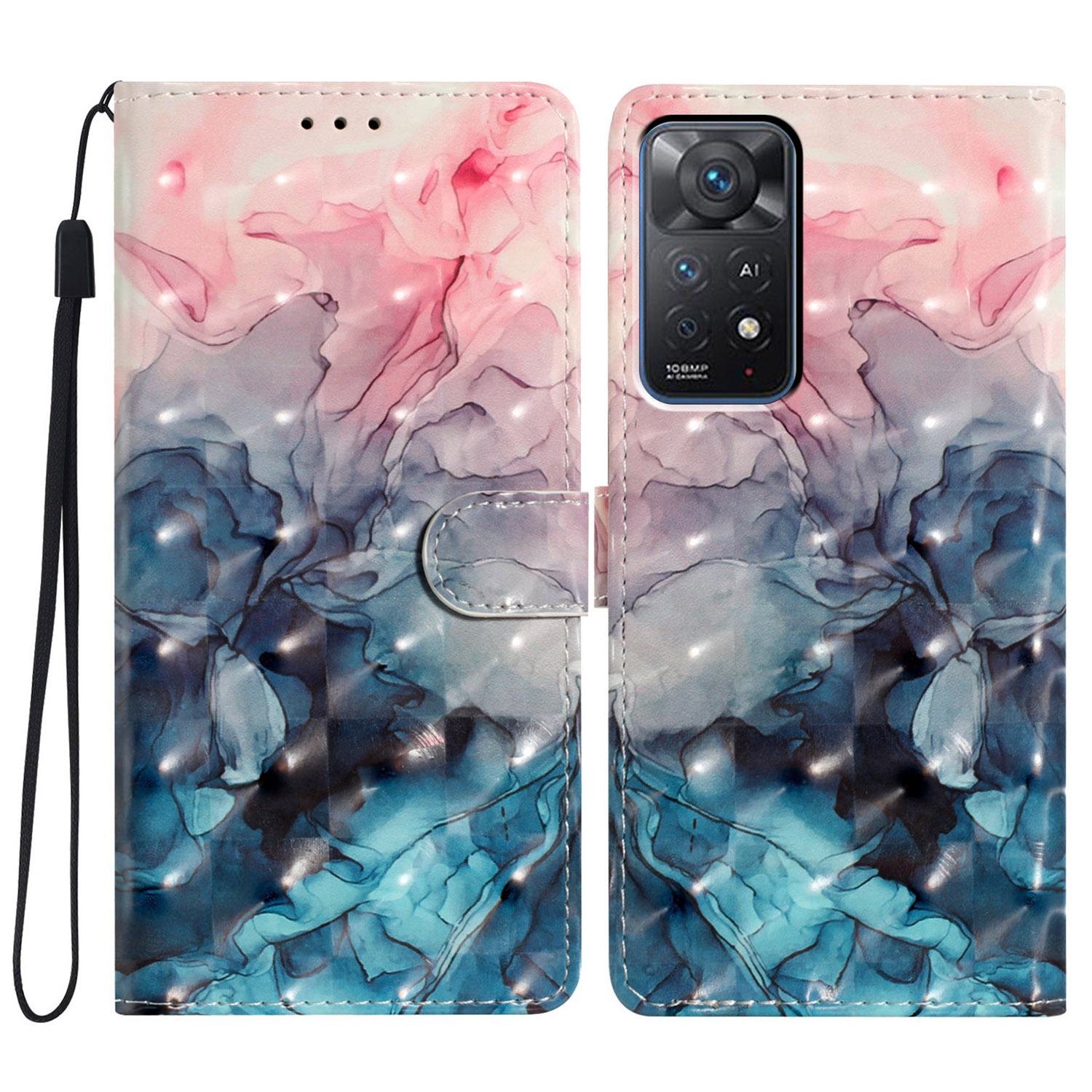 

Telefonabdeckung Für Xiaomi Redmi Note 11 Pro 4G (mediatek) / Anmerkung 11 Pro 5G (Qualcomm) / Hinweis 12 Pro 4G -hülle Mit Brieftaschenstand - Pink Blue Marmor, Xiaomi Redmi Note 11 Pro 5G (Qualcomm)