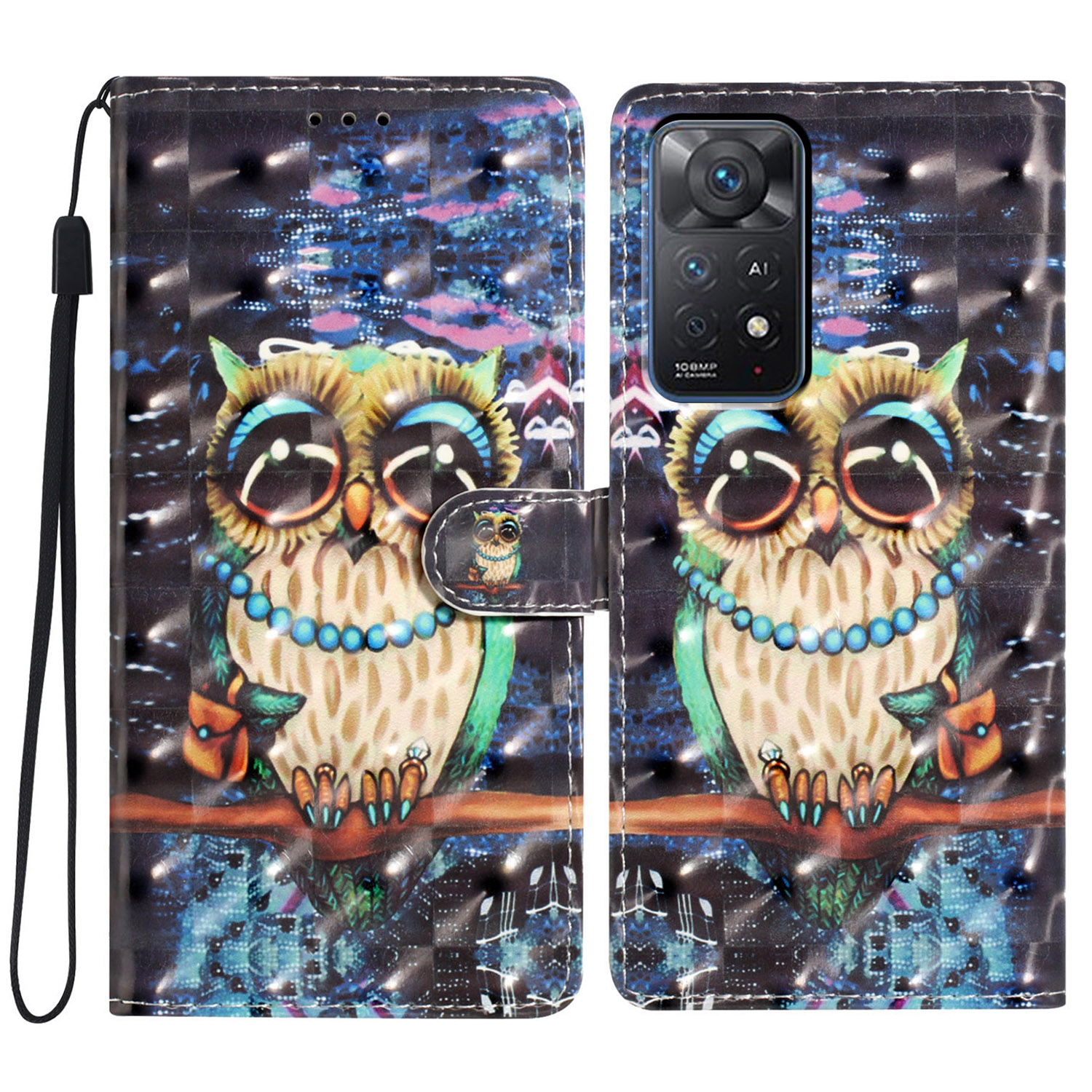 

Telefonabdeckung Für Xiaomi Redmi Note 11 Pro 4G (mediatek) / Anmerkung 11 Pro 5G (Qualcomm) / Hinweis 12 Pro 4G -hülle Mit Brieftaschenstand - Eule, Xiaomi Redmi Note 11 Pro 5G (Qualcomm)