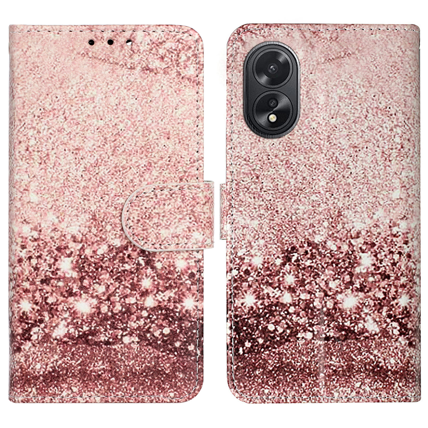 

Für Oppo A38 4g / A58 4G Hülle PU Leder Muster Magnetic Folio Flip Phone Deckung - Roségold, Oppo A38 4G