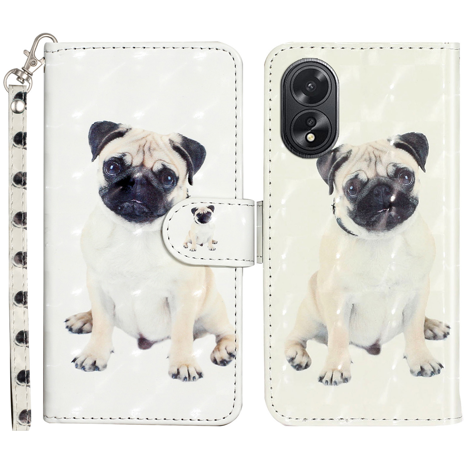 

Für Oppo A38 4g / A58 4G Cover 3D Muster Druck Leder Brieftasche Telefonhülle - Hund, Oppo A38 4G