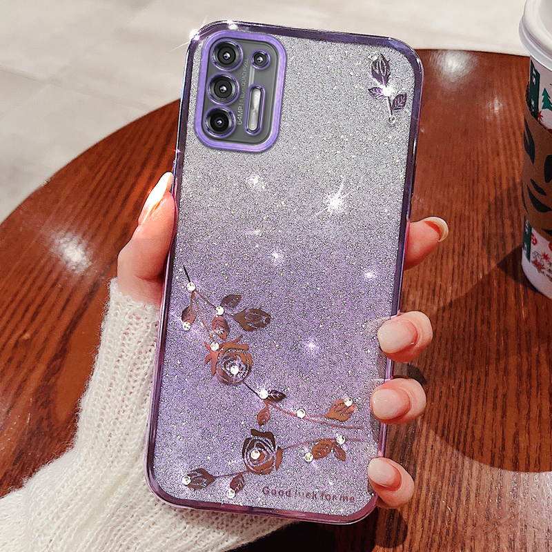 

Kadem Für Motorola Moto G9 Plus Fall Strassblumengradienten Glitter -telefonabdeckung - Lila, Motorola Moto G9 Plus