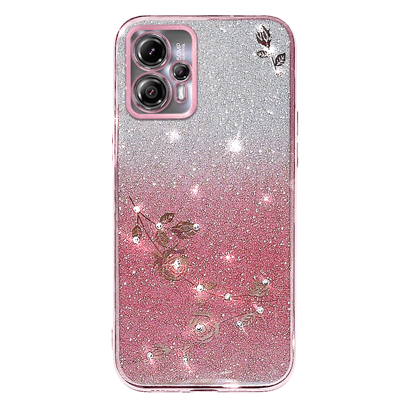 

Kadem Für Motorola Moto G13 4G / G23 4G Hülle Strass -blumen -gradienten TPU -telefonabdeckung - Roségold, Motorola Moto G13 4G