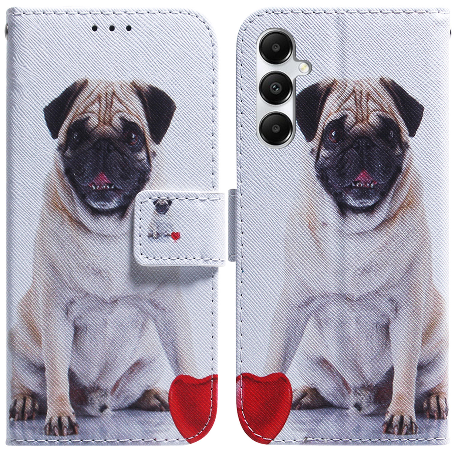 

Für Samsung Galaxy A05s 4G -koffer -muster -druck -pu -lederständer Telefonabdeckung - Mops, Samsung Galaxy A05s 4G
