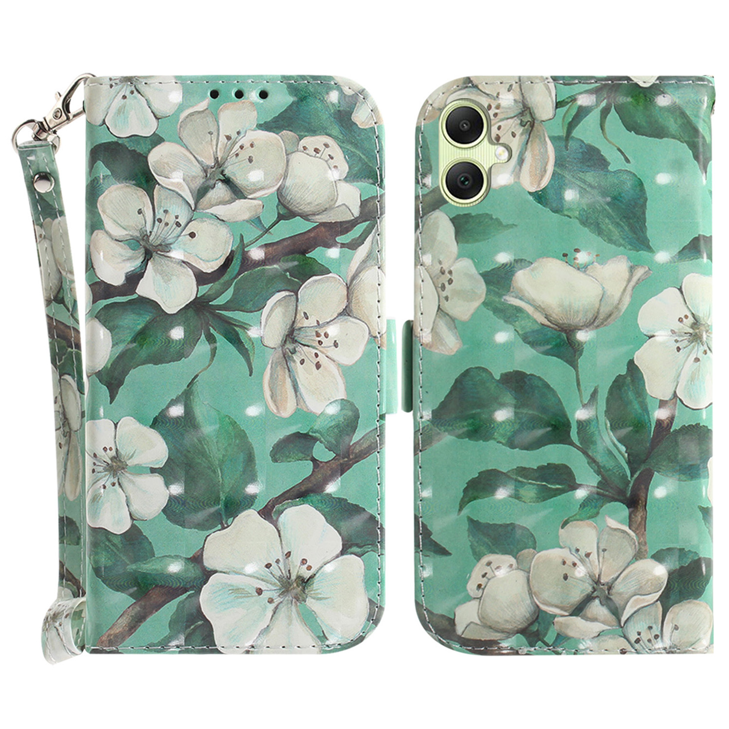 

Für Samsung Galaxy A05 4G Hülle Mobiltelefon 3D -muster Gedruckter PU -lederabdeckung - Aquarellblüten, Samsung Galaxy A05 4G