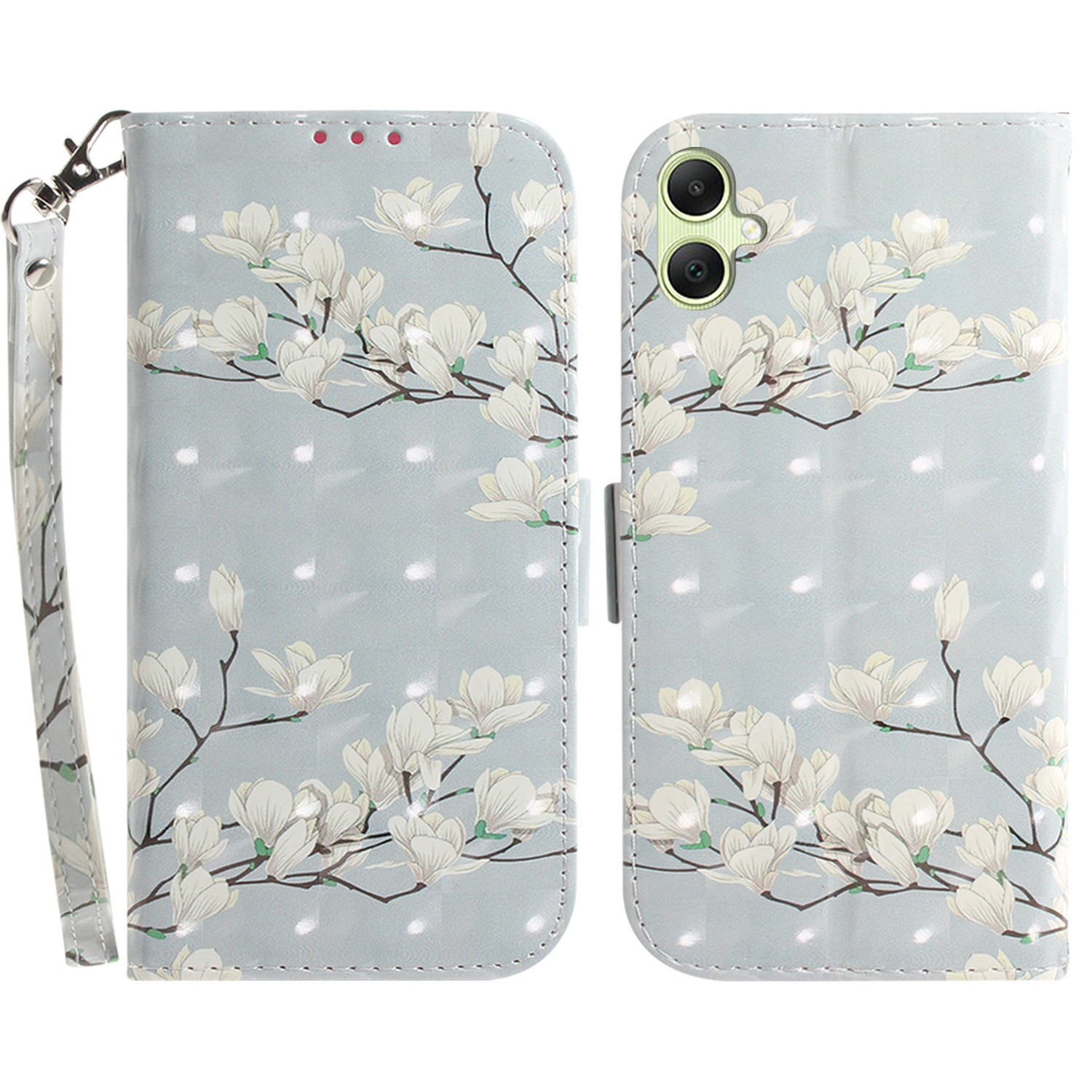 

Für Samsung Galaxy A05 4G Hülle Mobiltelefon 3D -muster Gedruckter PU -lederabdeckung - Magnolie, Samsung Galaxy A05 4G