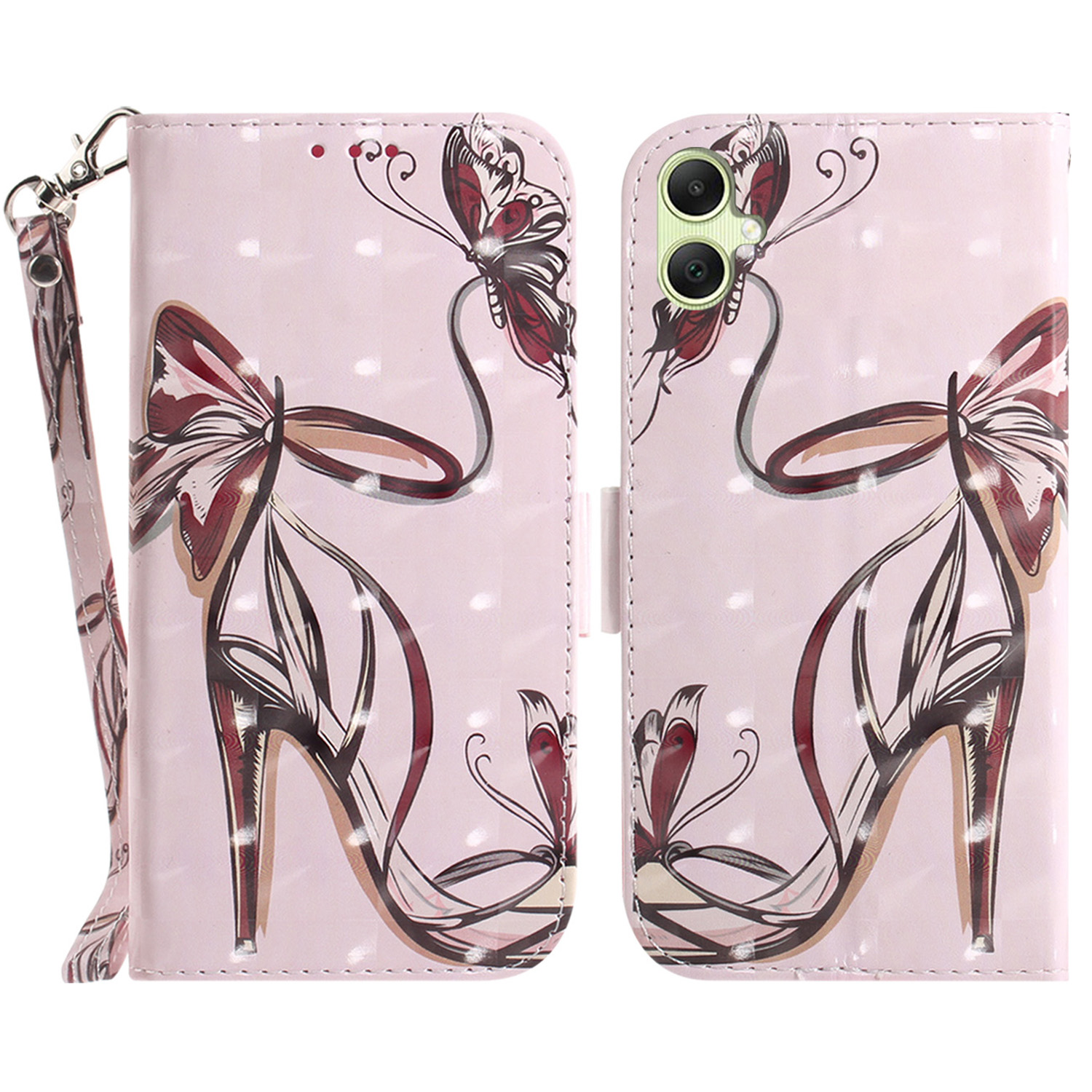 

Für Samsung Galaxy A05 4G Hülle Mobiltelefon 3D -muster Gedruckter PU -lederabdeckung - Butterfly High Heels, Samsung Galaxy A05 4G