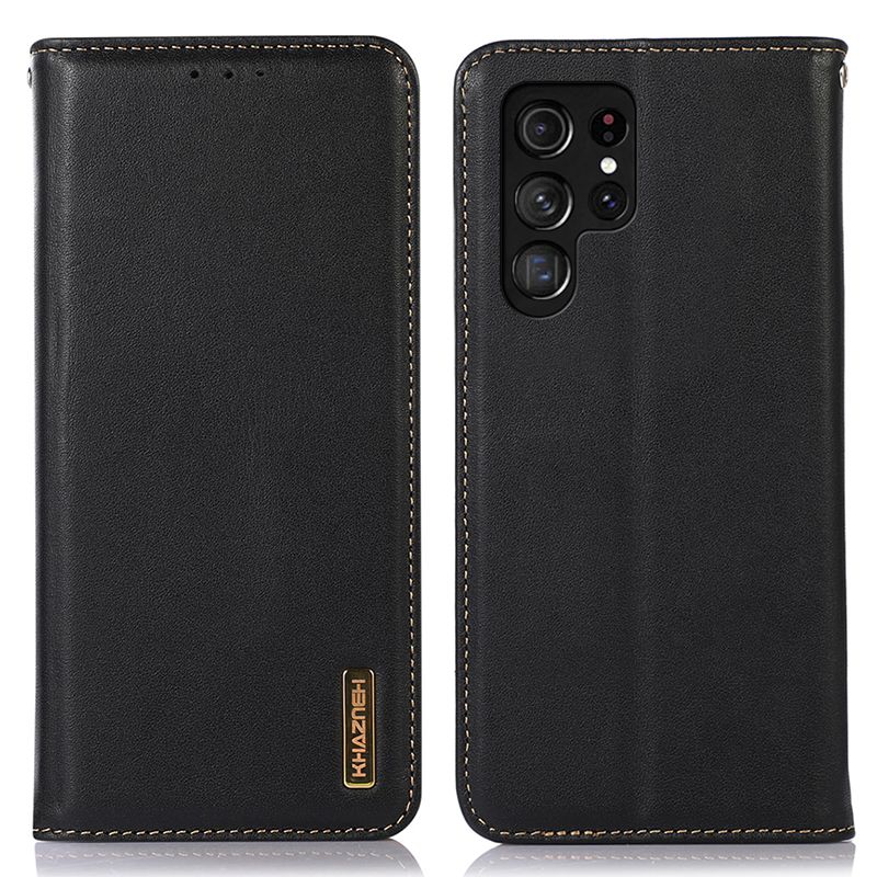 

Khazneh Für Samsung Galaxy S24 Ultra Case Nappa Textur RFID Blockierende Telefon Brieftaschenabdeckung - Schwarz, Galaxy S24 Ultra