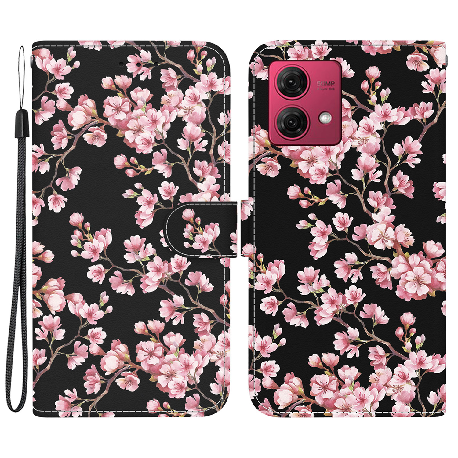 

Für Motorola Moto G84 5G -koffer -muster -druck -telefon -brieftaschenabdeckung - Pflaumenblüte, Motorola Moto G84 5G