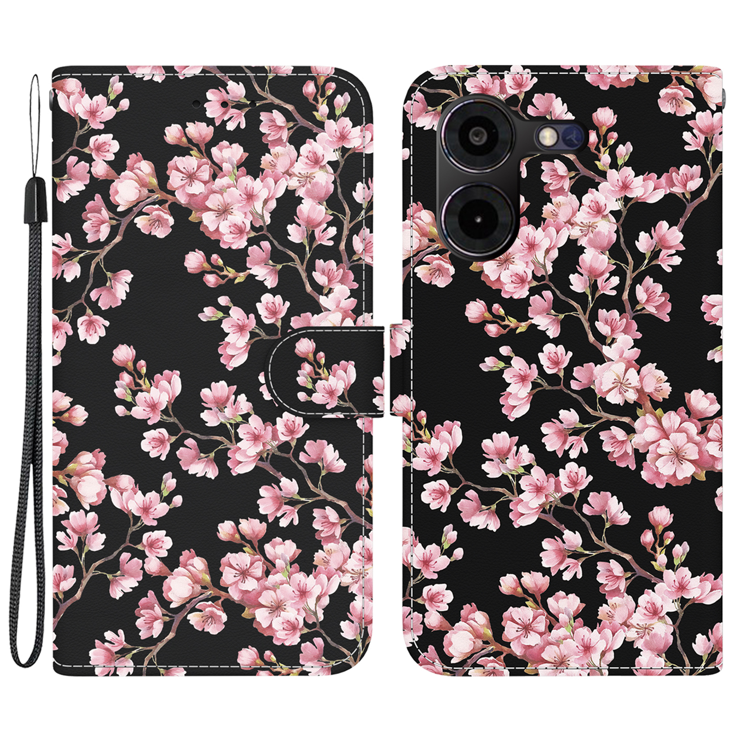 

Für Tecno Pova 5 Pro 4G -hülle Leder -brieftasche Telefonabdeckung - Pflaumenblüte, Tecno Pova 5 Pro 4G
