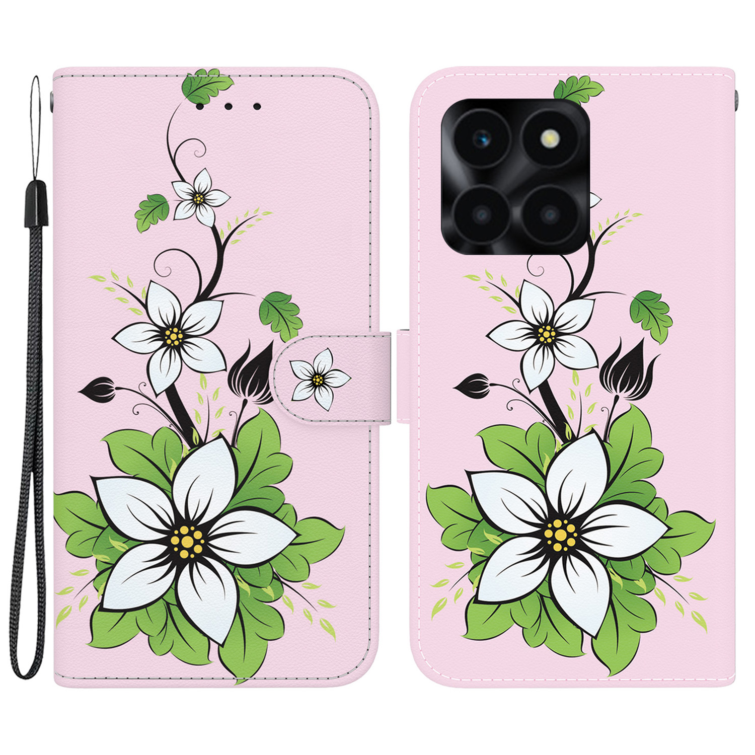 

Für Ehren X6a 4G Leder -häuse -muster Druckbrieftaschenabdeckung - Lilie, Honor X6a 4G