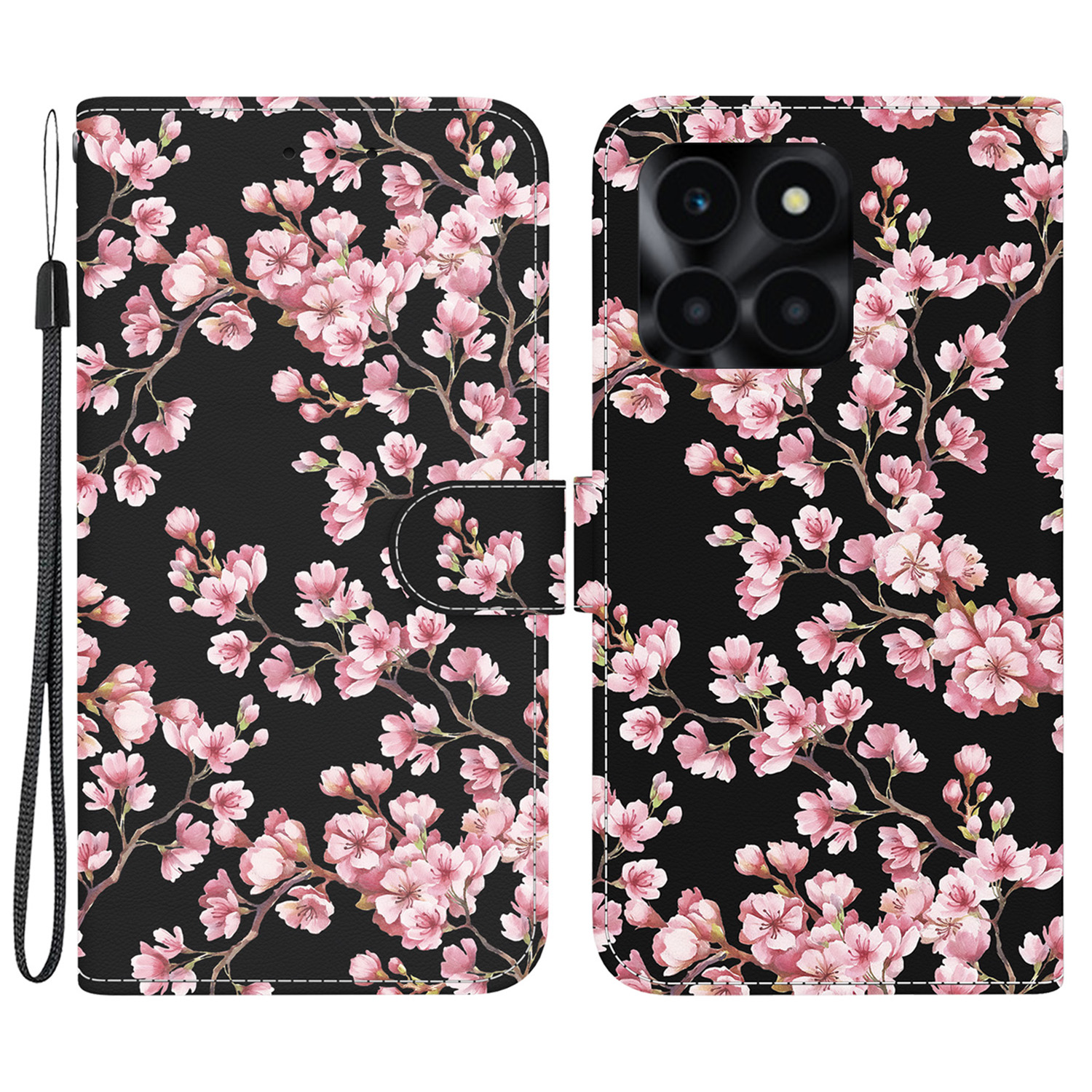 

Für Ehren X6a 4G Leder -häuse -muster Druckbrieftaschenabdeckung - Pflaumenblüte, Honor X6a 4G