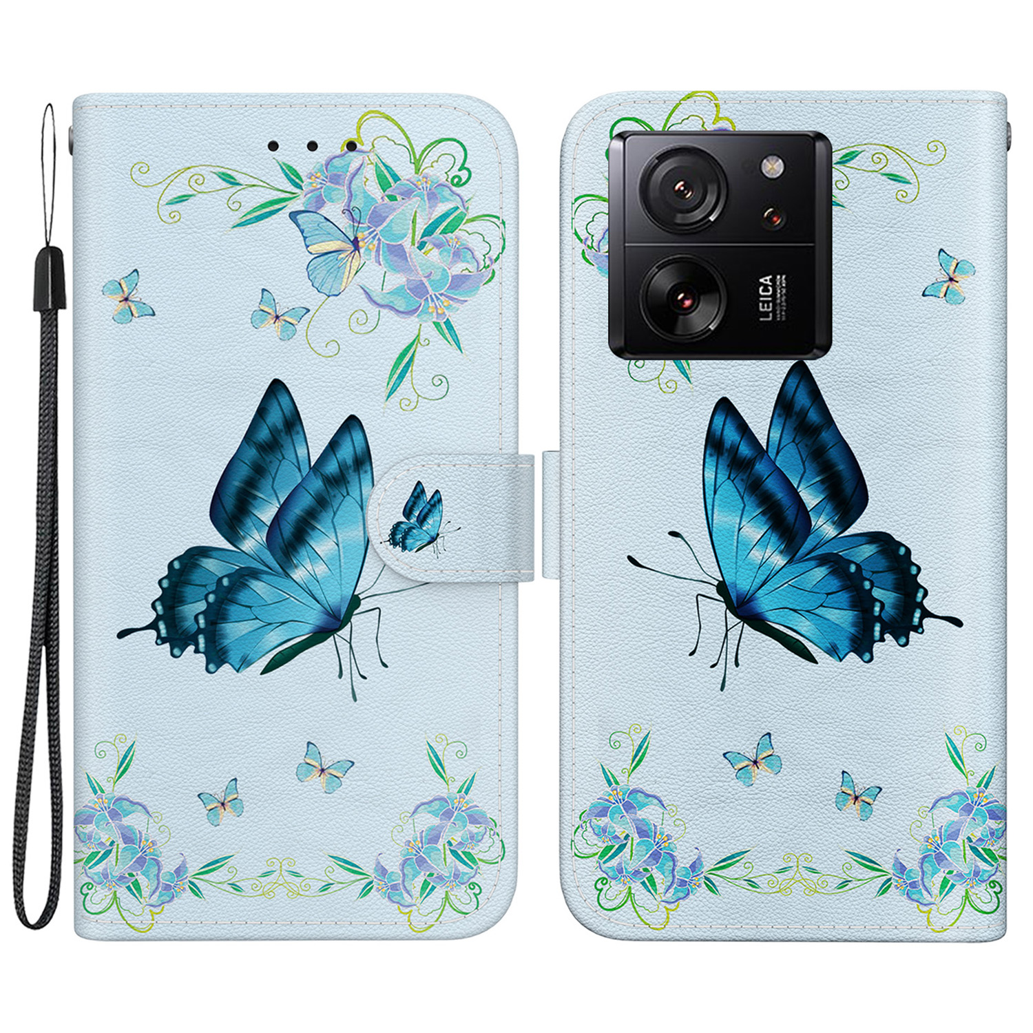 

Für Xiaomi 13t / 13t Pro / Redmi K60 Ultra -fall -muster -druckphase -abdeckung - Blaue Schmetterlingsblume, Xiaomi Redmi K60 Ultra