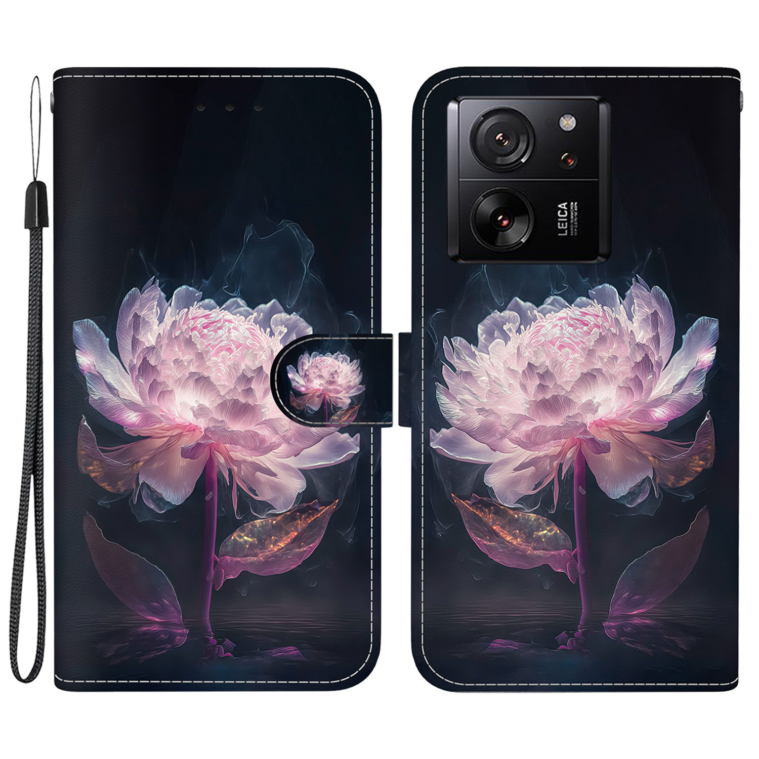 

Für Xiaomi 13t / 13t Pro / Redmi K60 Ultra -fall -muster -druckphase -abdeckung - Lila Pfingstrosen, Xiaomi Redmi K60 Ultra