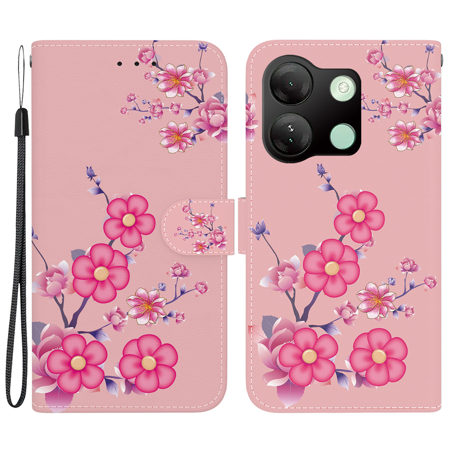 

Für Infinix Smart 7 HD 4G Hülle PU Leder 3D Muster Flip Phone Deckung - Sakura, Infinix Smart 7 HD 4G