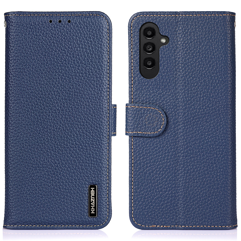 

Khazneh Für Samsung Galaxy A15 4G Gehäuse Echtes Kuh Leder -telefonständer Cover - Blau, Galaxy A15 4G