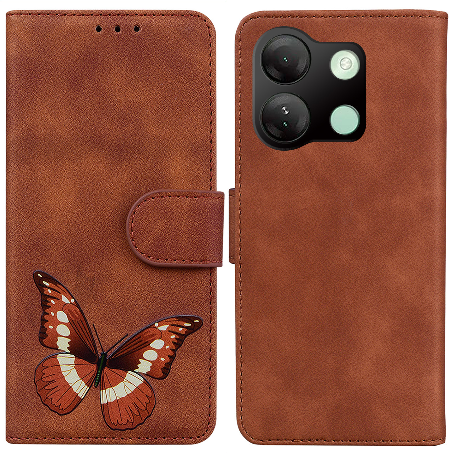 

Für Infinix Smart 7 HD 4G Hülle PU Leder Schmetterling Druckmagnetverschluss Telefonabdeckung - Braun, Infinix Smart 7 HD 4G