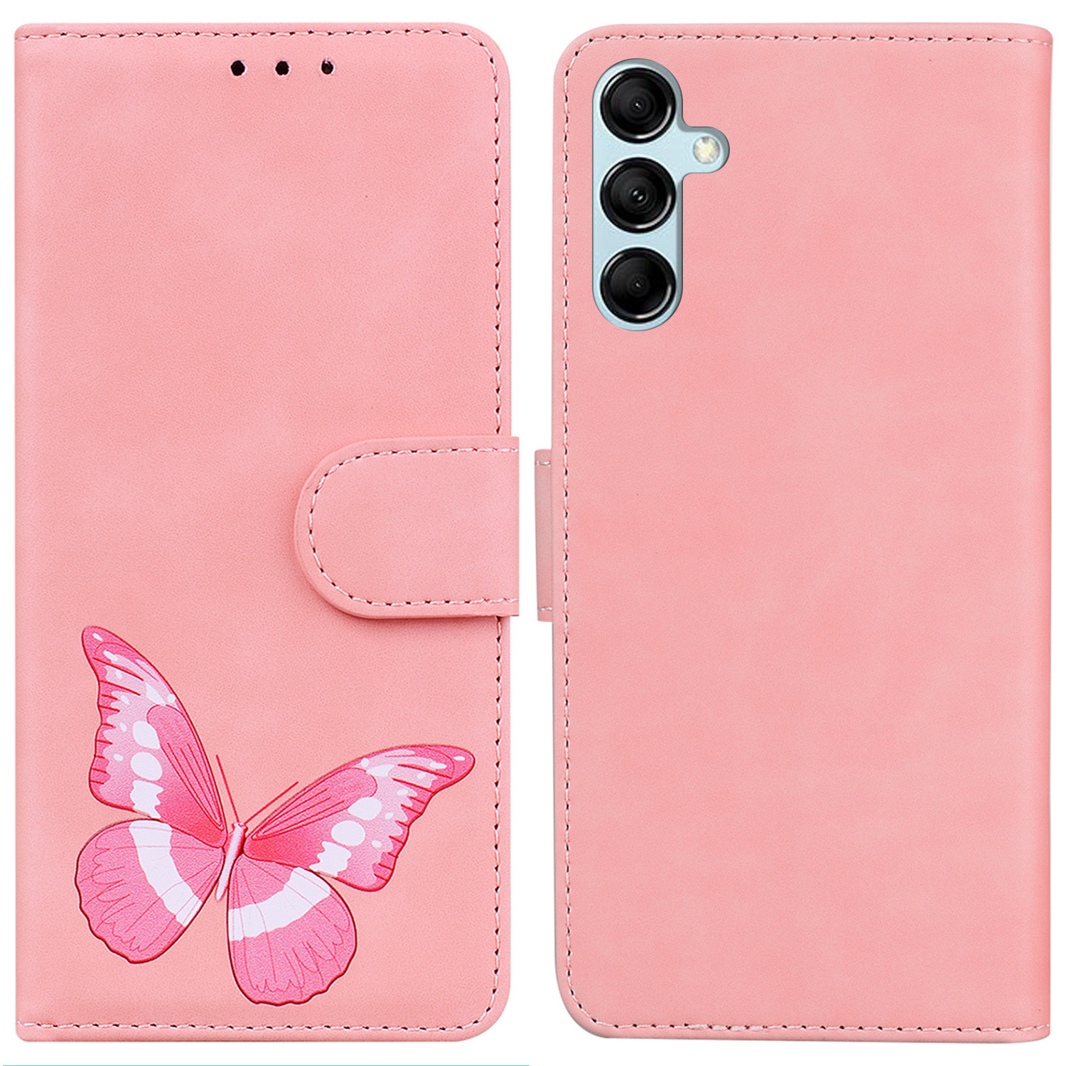 

Für Samsung Galaxy A15 4G Hülle Haut Skin-touch-leder-schmetterlings-druckhelfer-telefonabdeckung - Rosa, Galaxy A15 4G