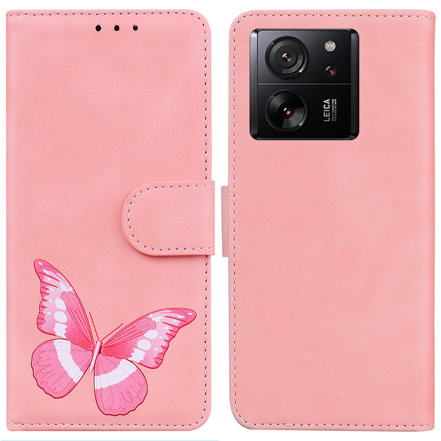 

Für Xiaomi Redmi K60 Ultra / 13t / 13t Pro Case PU Leder Butterfly Druckständer Telefonabdeckung - Rosa, Xiaomi 13T