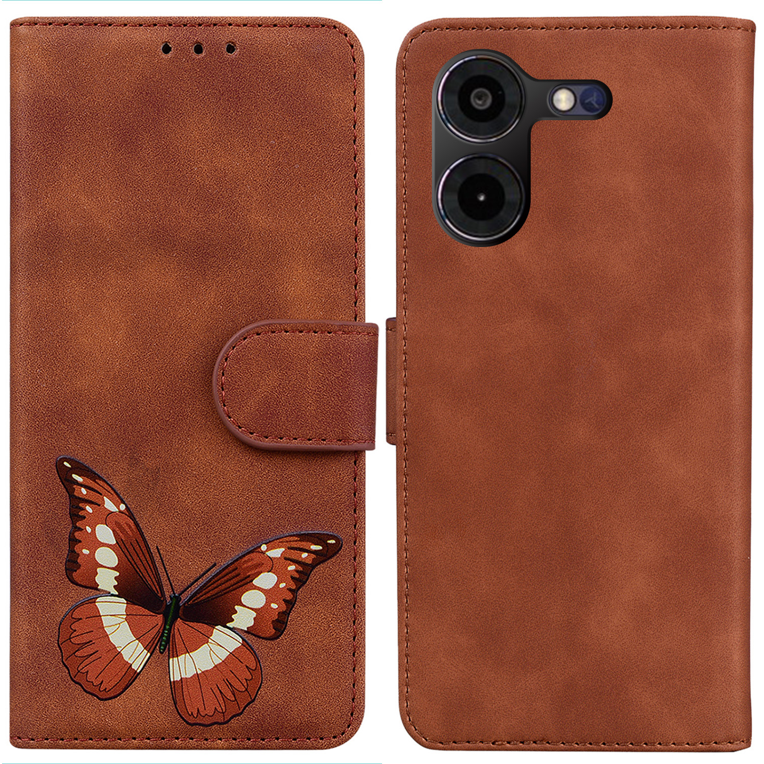 

Für Tecno Pova 5 Pro 4g-hülle PU Leder Schmetterlingsdruck Haut-touch-telefonabdeckung - Braun, Tecno Pova 5 Pro 4G