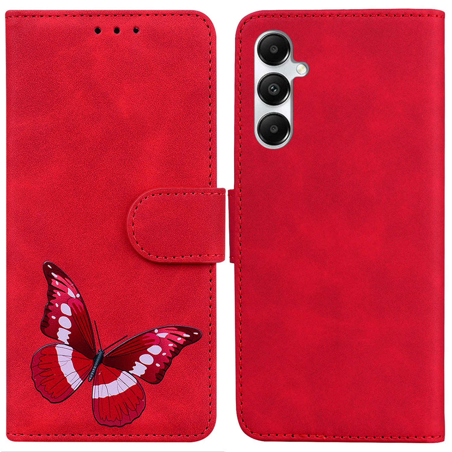 

Für Samsung Galaxy A05s 4G Hülle Butterfly Druckschockschutz -schutz Leder -telefonabdeckung - Rot, Samsung Galaxy A05s 4G