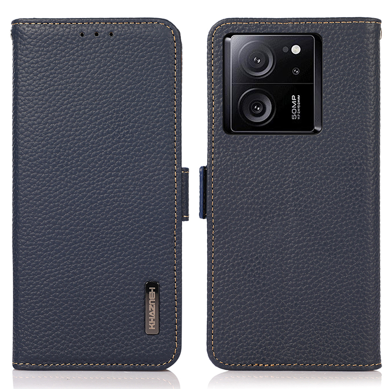 

Khazneh Für Xiaomi 13t Pro / 13t / Redmi K60 Ultra Case Echte Kuh -leder -handy -deckungshülle Mit RFID -blockierung - Blau, Xiaomi 13T Pro