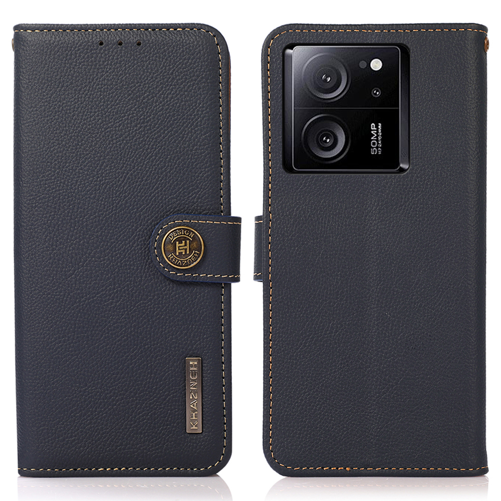 

Khazneh Für Xiaomi Redmi K60 Ultra / 13t / 13t Pro Case RFID Blockieren Echte Kuhleder -telefonabdeckung - Blau, Xiaomi 13T