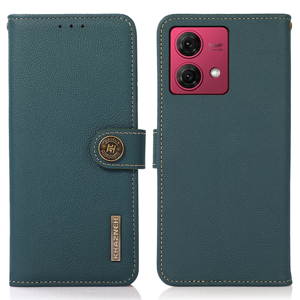 

Khazneh Für Motorola Moto G84 5G Hülle RFID Blockierende Folio Echtkuh Leder Telefonabdeckung - Grün, Motorola Moto G84 5G