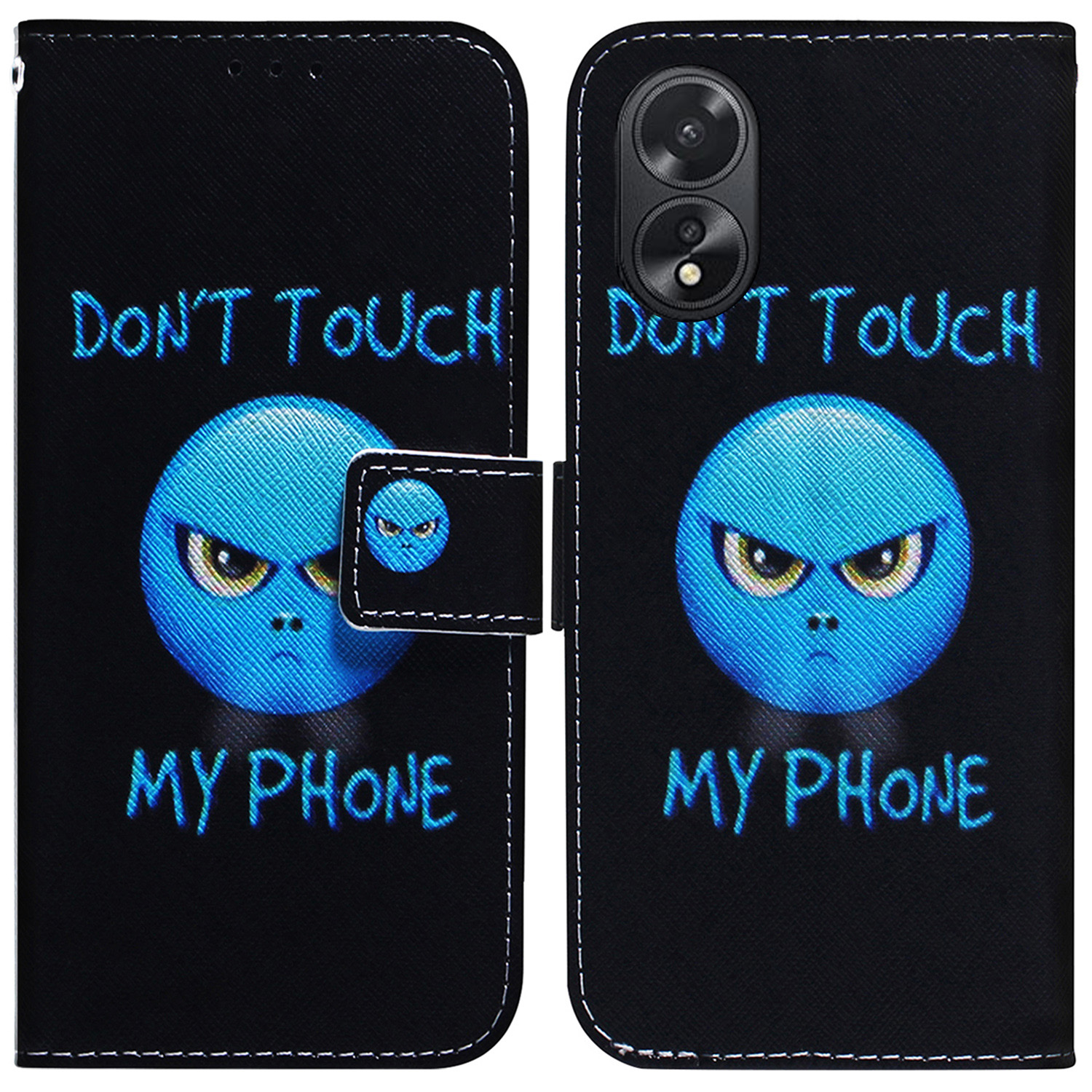

Für Oppo A18 4g / A38 4G Gehäuse Brieftasche PU Leder Muster Druckphase - Berühre Mein Handy Nicht, Oppo A18 4G