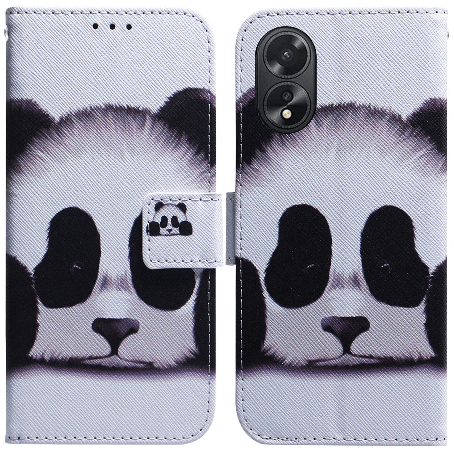 

Für Oppo A18 4g / A38 4G Gehäuse Brieftasche PU Leder Muster Druckphase - Panda, Oppo A18 4G
