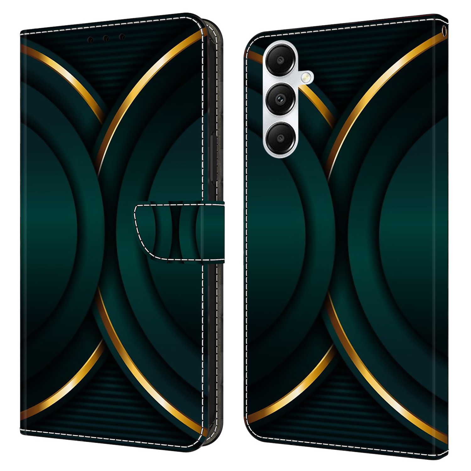 

Für Samsung Galaxy A05s 4G Hülle 3D Muster PU Lederständer Flip Telefonabdeckung - Goldkontur, Samsung Galaxy A05s 4G