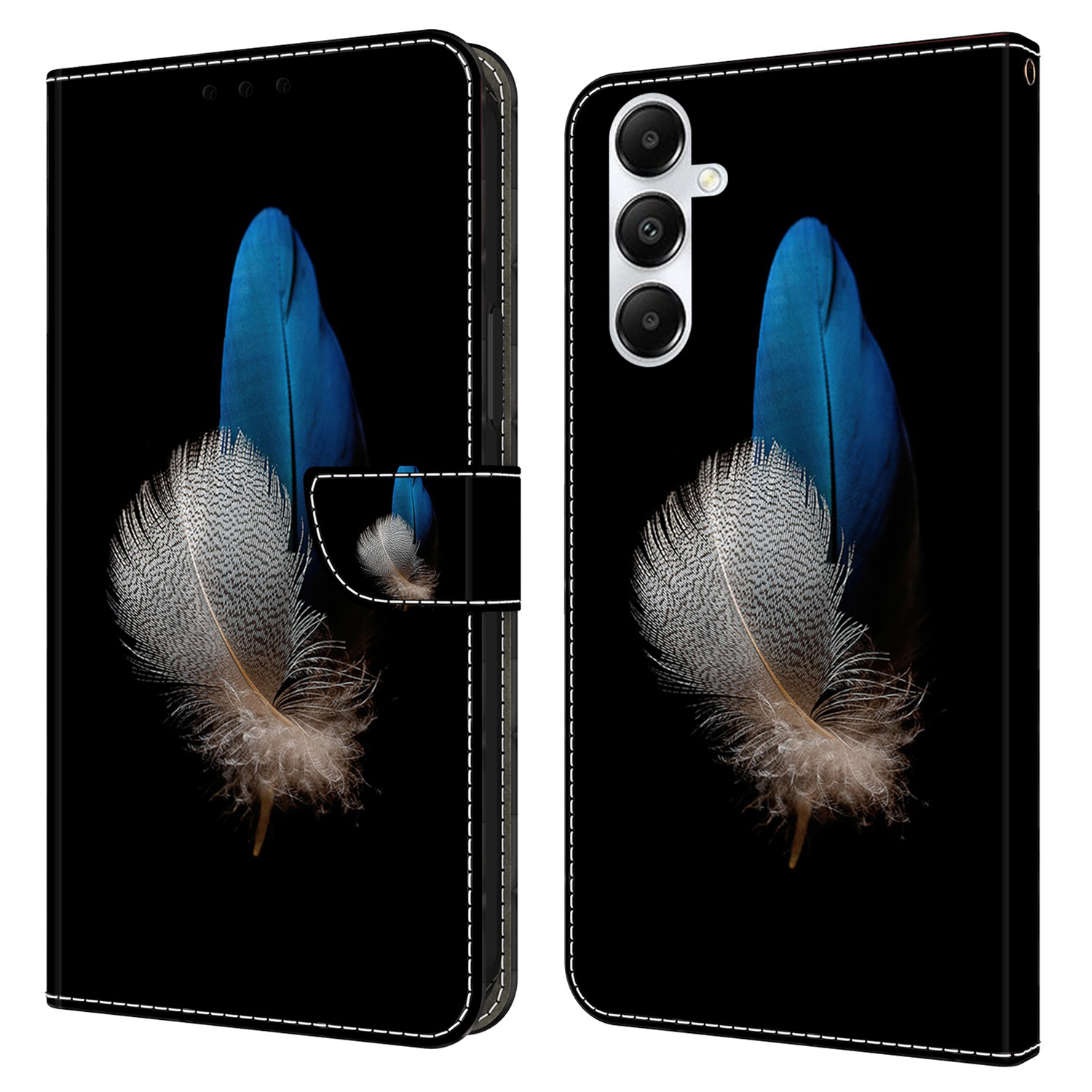 

Für Samsung Galaxy A05s 4G Hülle 3D Muster PU Lederständer Flip Telefonabdeckung - Zwei Federn, Samsung Galaxy A05s 4G