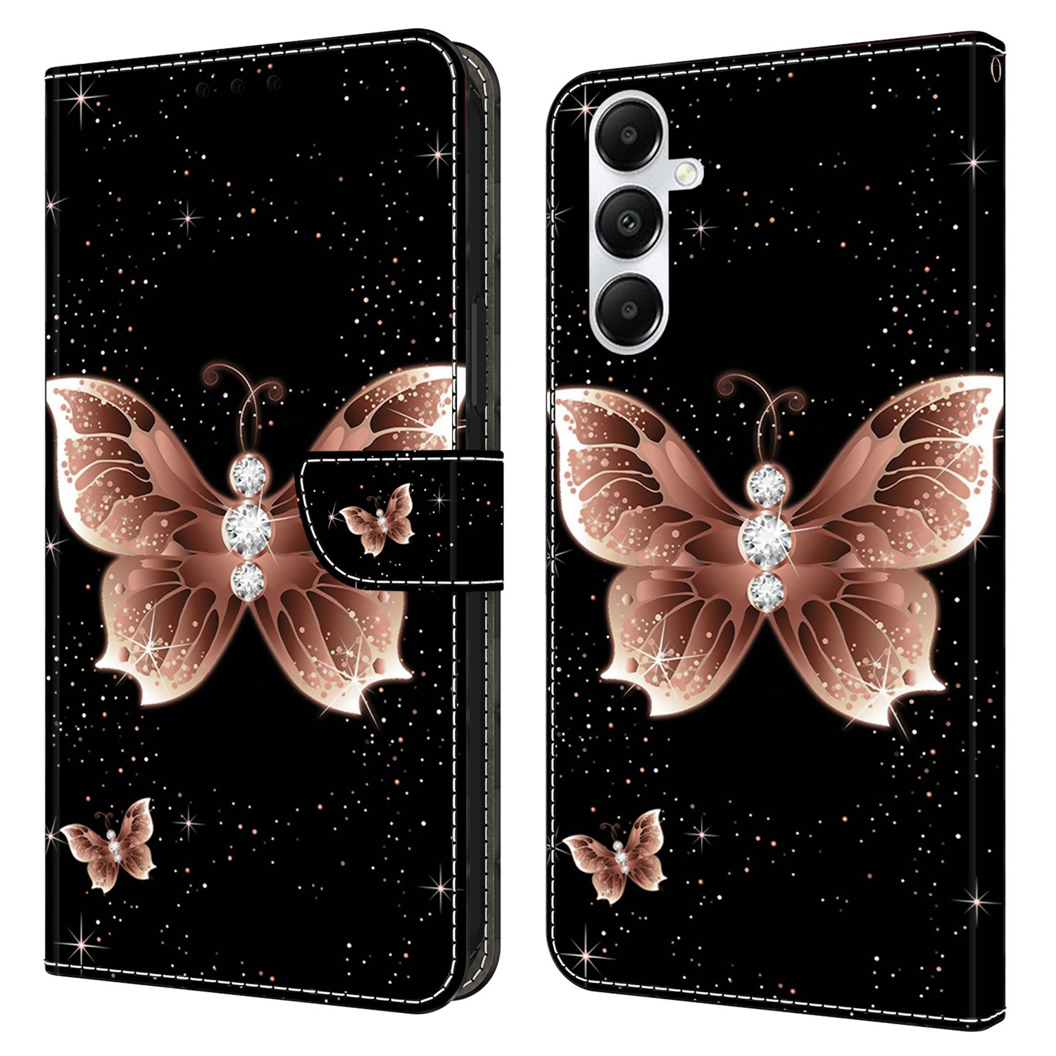 

Für Samsung Galaxy A05s 4G Hülle 3D Muster PU Lederständer Flip Telefonabdeckung - Pink Diamond Butterfly, Samsung Galaxy A05s 4G