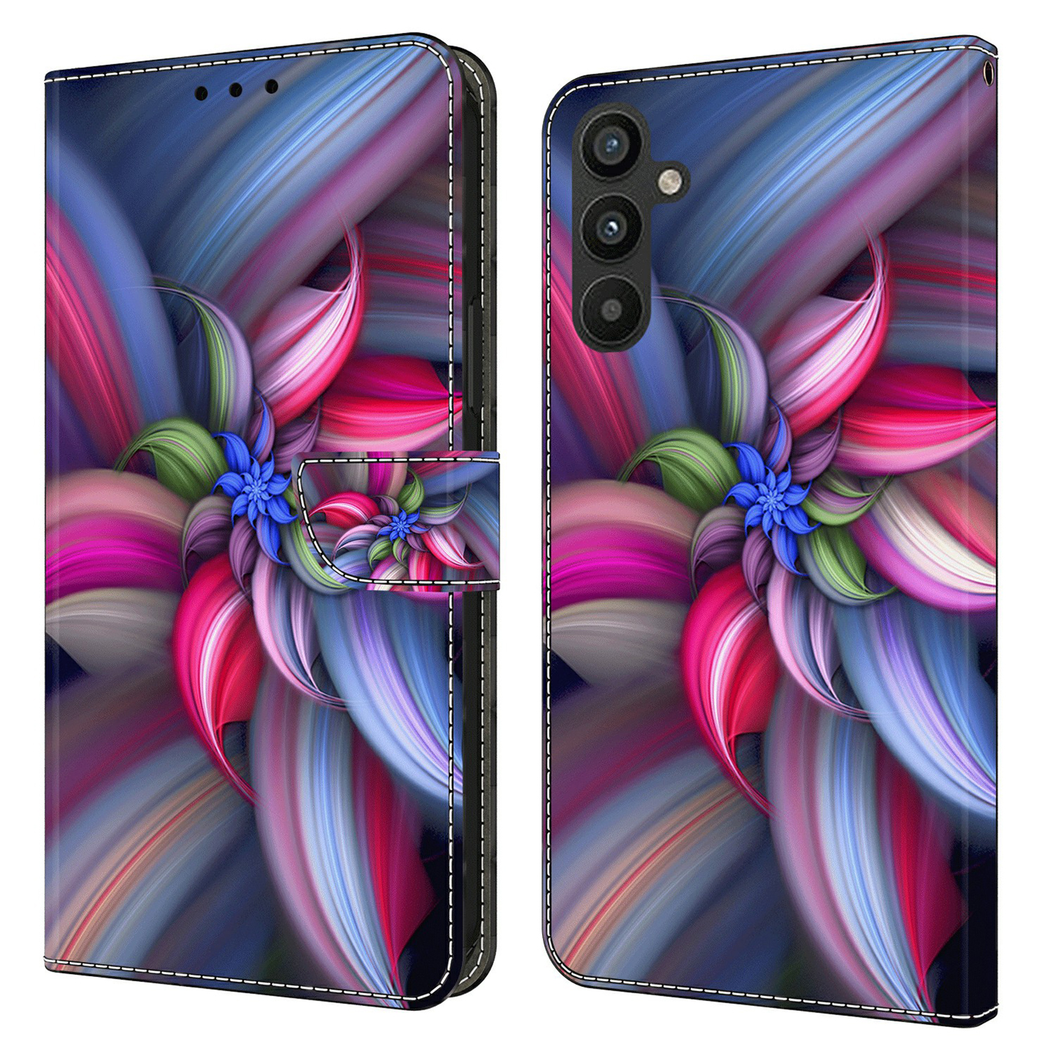 

Für Samsung Galaxy A15 4G Hülle 3D Muster PU Leder Flip Schutzschutz - Farbenfrohe Blumen, Galaxy A15 4G