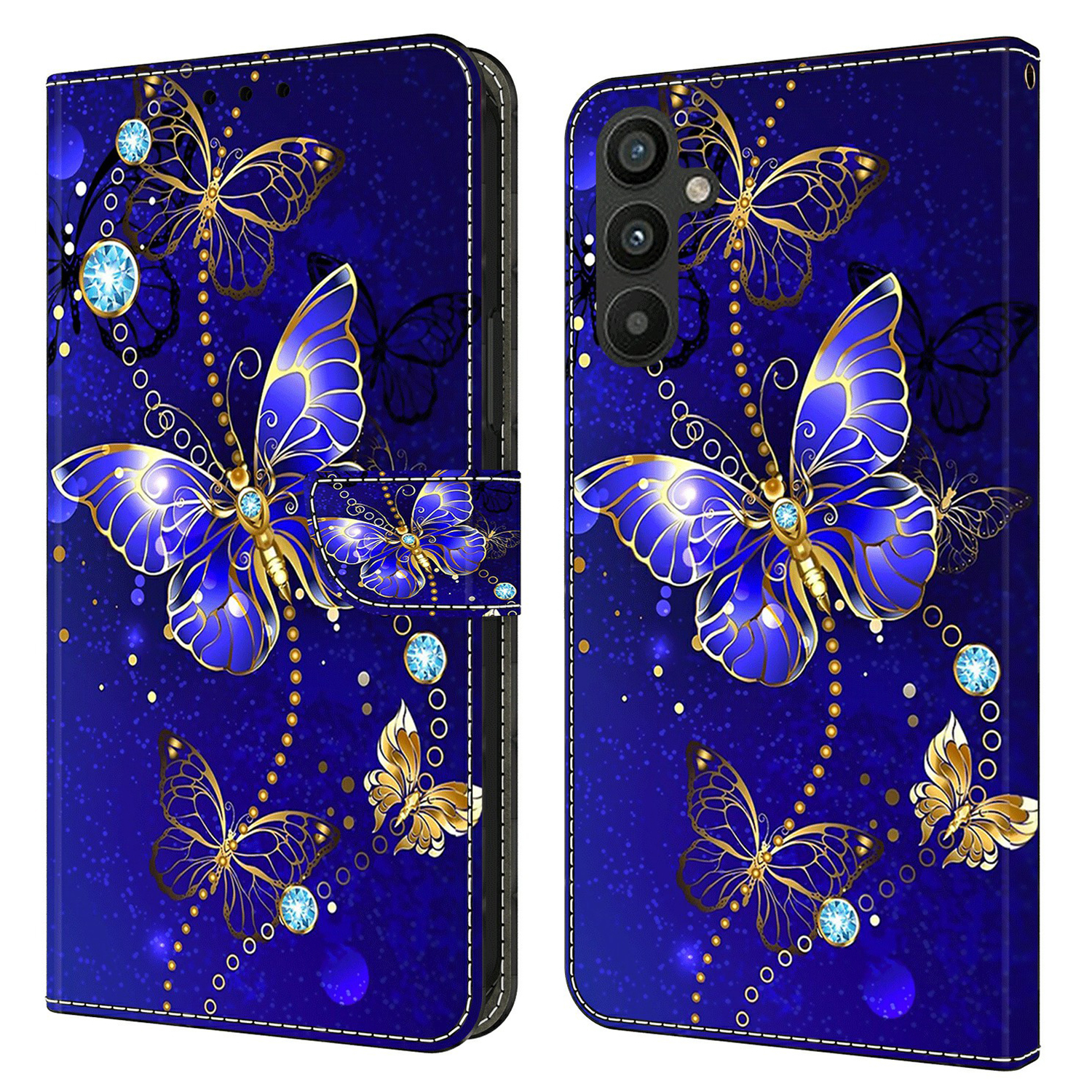 

Für Samsung Galaxy A15 4G Hülle 3D Muster PU Leder Flip Schutzschutz - Diamond Butterfly, Galaxy A15 4G