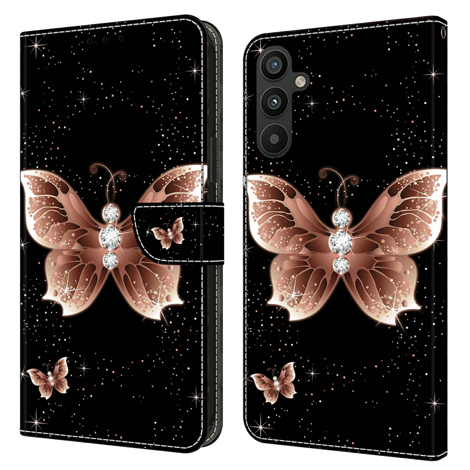 

Für Samsung Galaxy A15 4G Hülle 3D Muster PU Leder Flip Schutzschutz - Pink Diamond Butterfly, Galaxy A15 4G