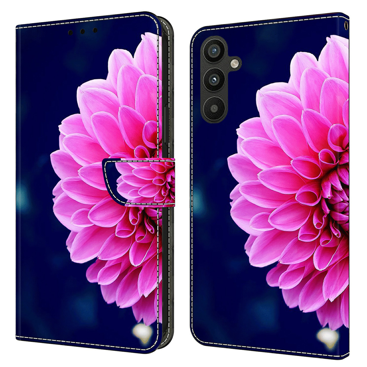 

Für Samsung Galaxy A15 4G Hülle 3D Muster PU Leder Flip Schutzschutz - Pinke Blumen, Galaxy A15 4G