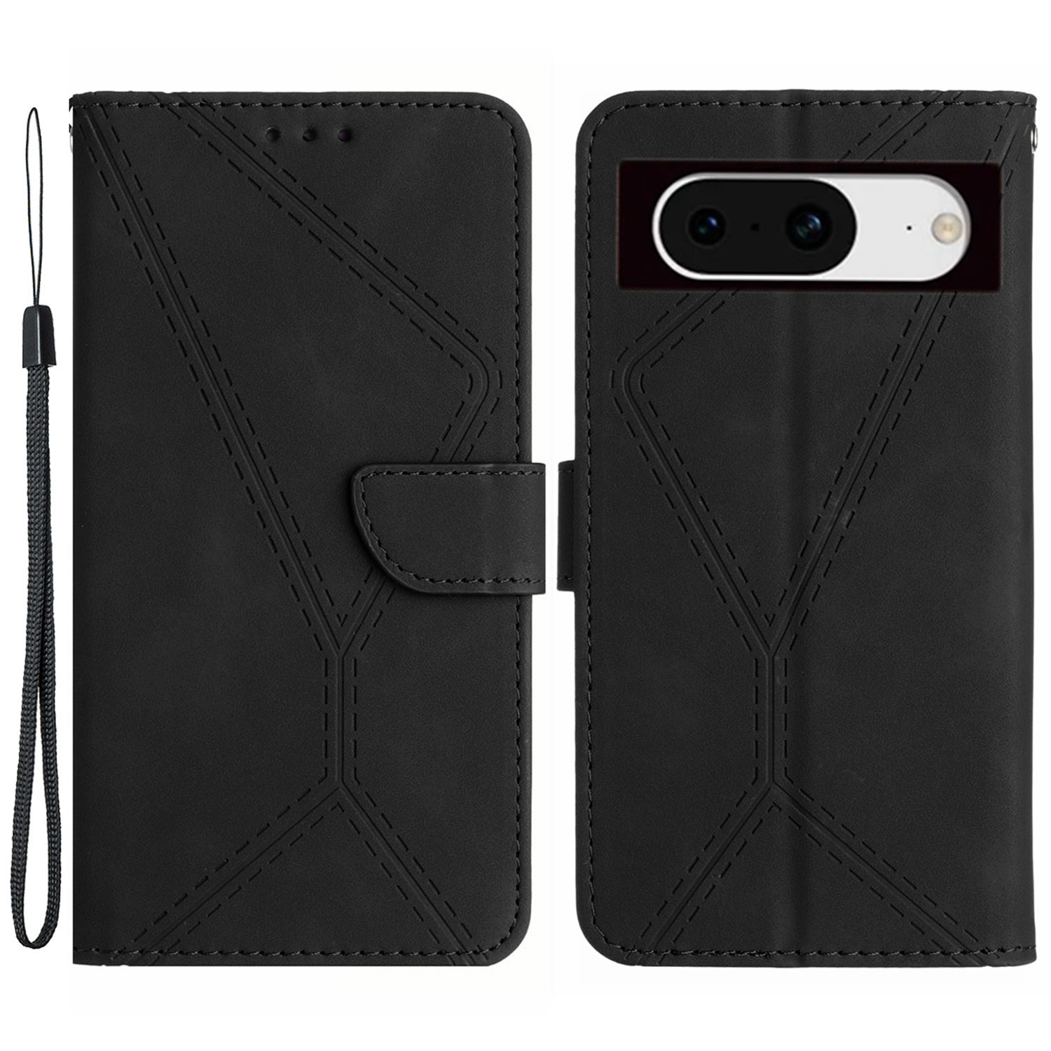 

HT05 Für Google Pixel 8a Hülle Geprägtes Folio Flip PU Leder Telefonabdeckung - Schwarz, Google Pixel 8a