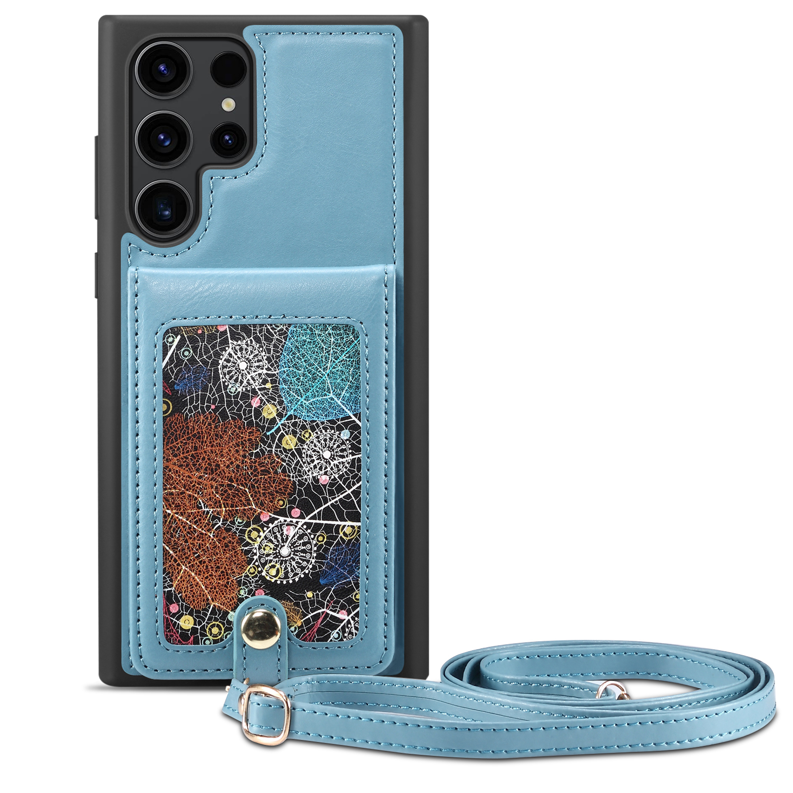 

Für Samsung Galaxy S24 Ultra -fall -karten -karten -slots Kickstand PU Leder+tpu -telefonabdeckung - Blau, Galaxy S24 Ultra