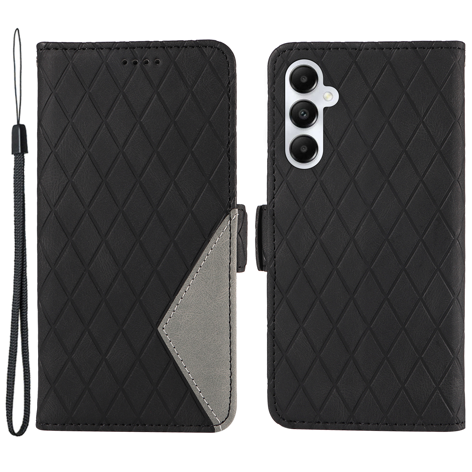 

Für Samsung Galaxy A05s 4G Hülle Rhombus Eingeprägter PU -leder -brieftaschenabdeckung - Schwarz, Samsung Galaxy A05s 4G