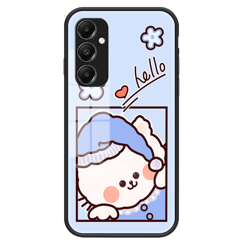 

Für Samsung Galaxy A05s 4G -fallmuster -drucken Temperiertes Glas+pc+tpu -abdeckung - Blaue Katze, Samsung Galaxy A05s 4G