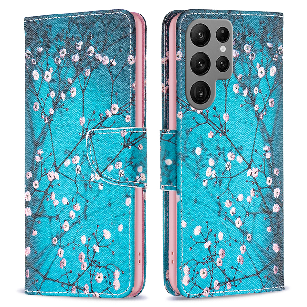 

Für Samsung Galaxy S24 Ultra -hülle -brieftaschenmuster -druckphase -abdeckung - Pflaumenblüte, Galaxy S24 Ultra