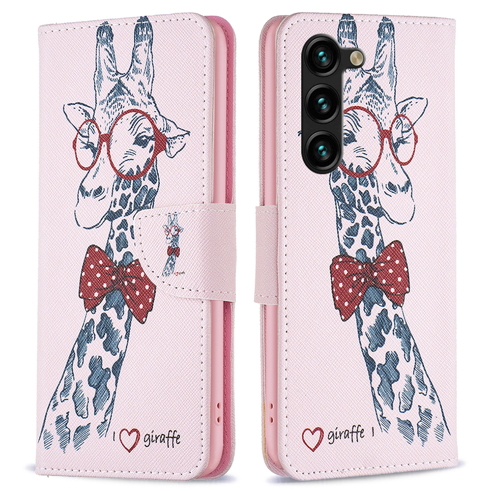

Für Samsung Galaxy S24+ Hülle PU Leder Muster Flip Wallet Smartphone -abdeckung - Giraffe, Galaxy S24+