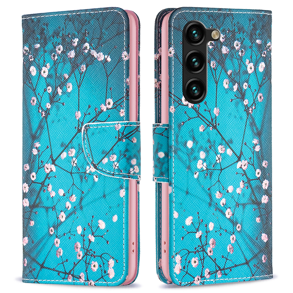 

Für Samsung Galaxy S24+ Hülle PU Leder Muster Flip Wallet Smartphone -abdeckung - Pflaumenblüte, Galaxy S24+