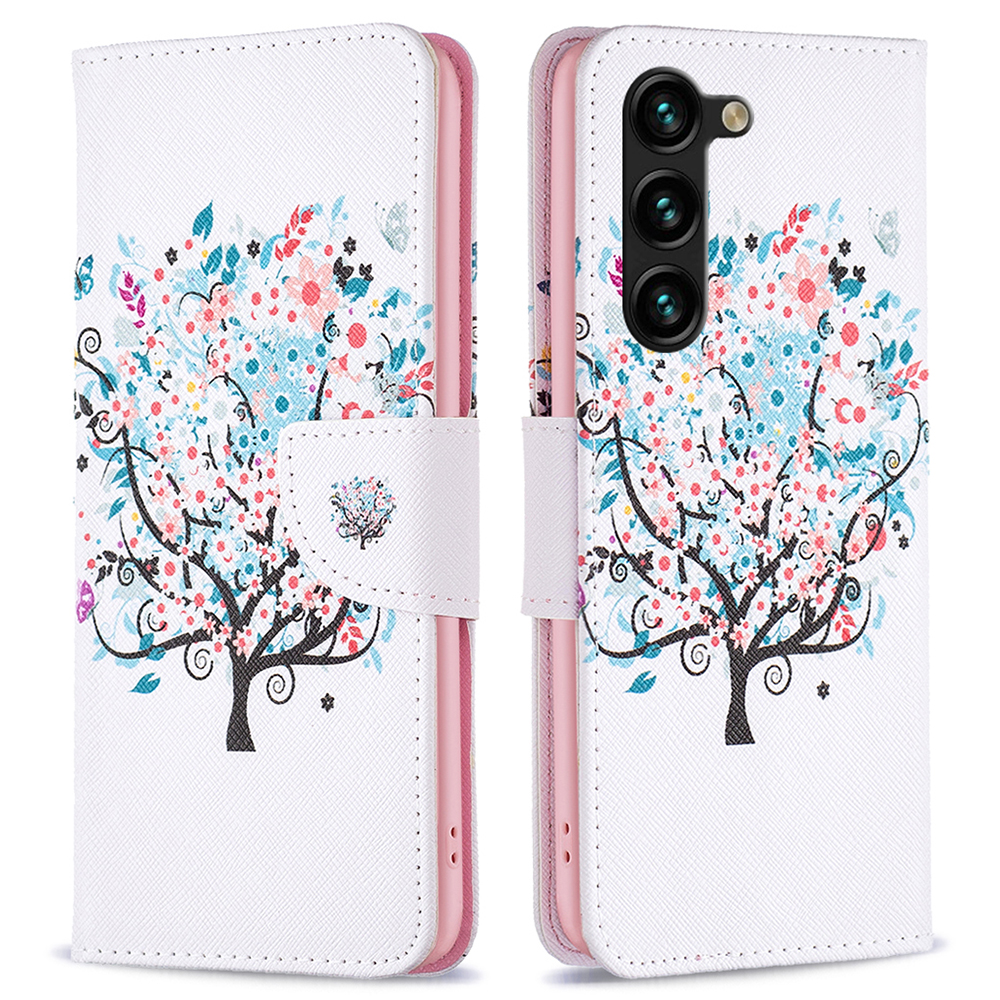 

Für Samsung Galaxy S24+ Hülle PU Leder Muster Flip Wallet Smartphone -abdeckung - Blumenbaum, Galaxy S24+