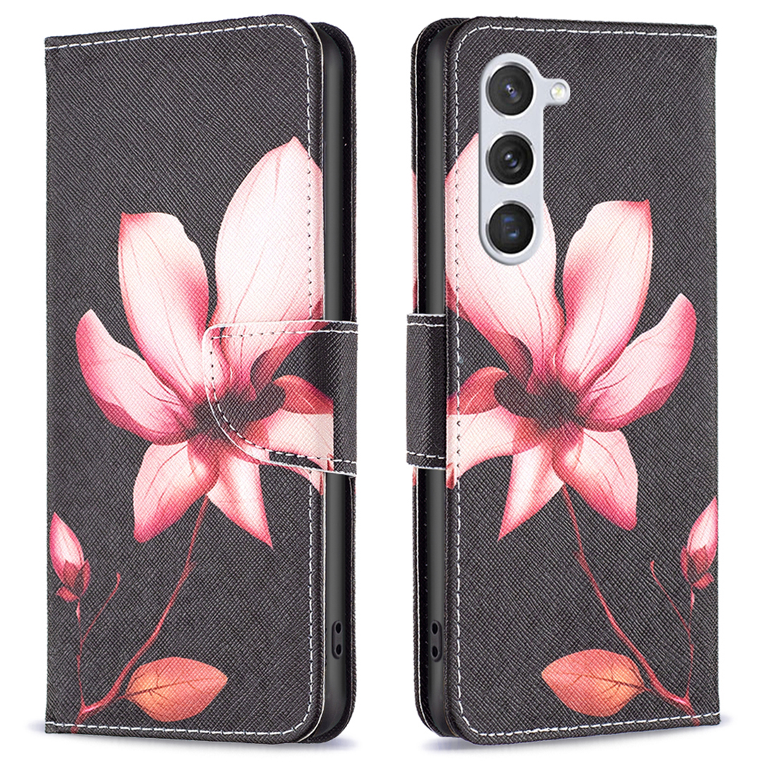 

Für Samsung Galaxy S24 Fallmuster Druckphone Brieftascheabdeckung - Lotus, Galaxy S24
