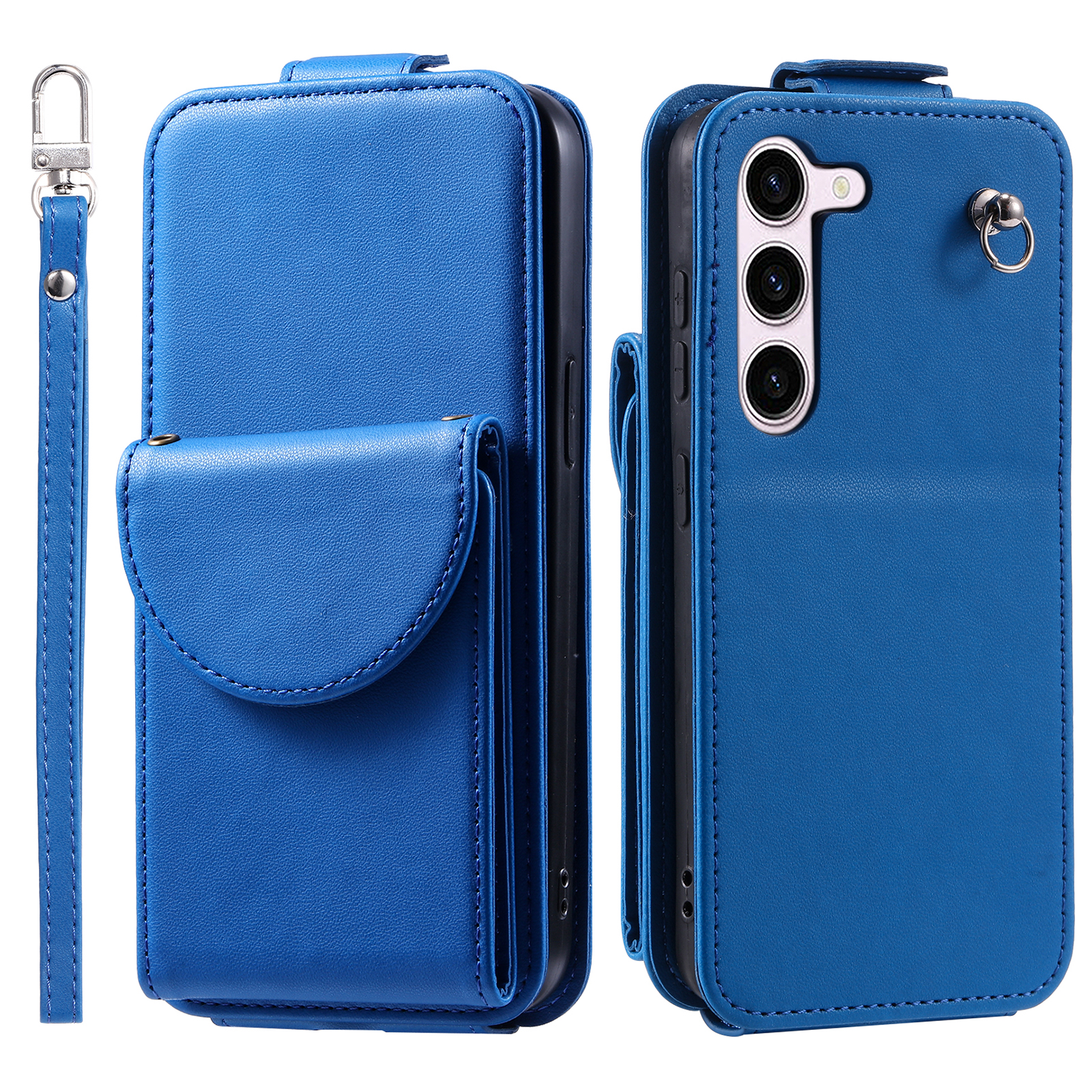 

Für Samsung Galaxy S23 Case Mobiltelefon PU Leder+tpu Vertical Flip Cover - Blau, Galaxy S23