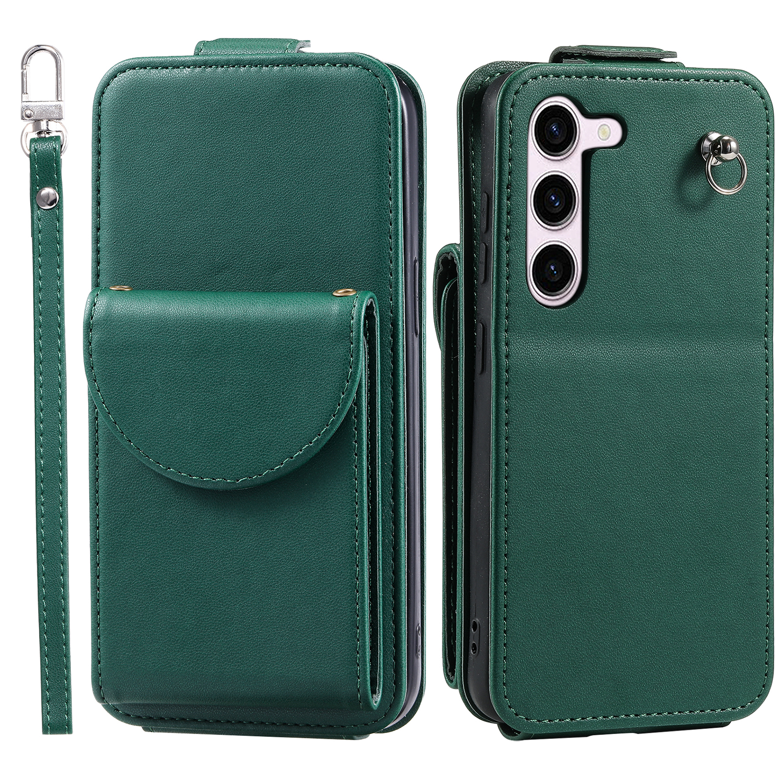 

Für Samsung Galaxy S23 Case Mobiltelefon PU Leder+tpu Vertical Flip Cover - Grün, Galaxy S23