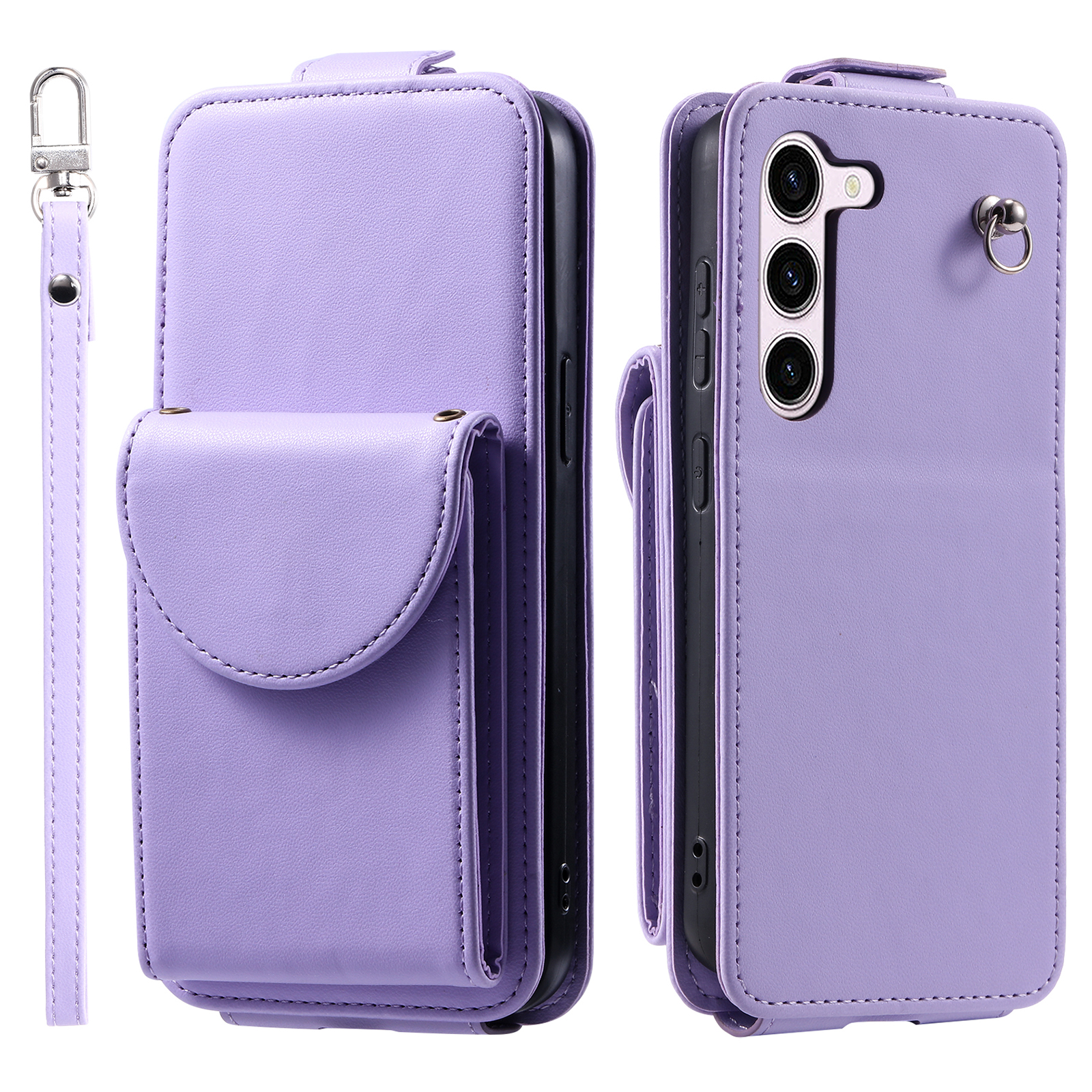 

Für Samsung Galaxy S23 Case Mobiltelefon PU Leder+tpu Vertical Flip Cover - Lila, Galaxy S23